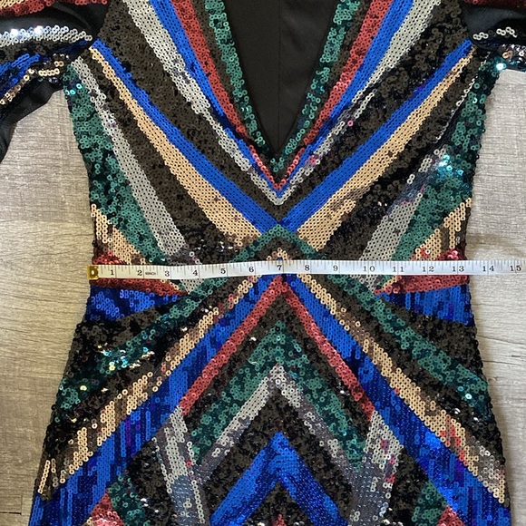 EXPRESS Rainbow Sequin Bling Shift Dress - Picture 8 of 10